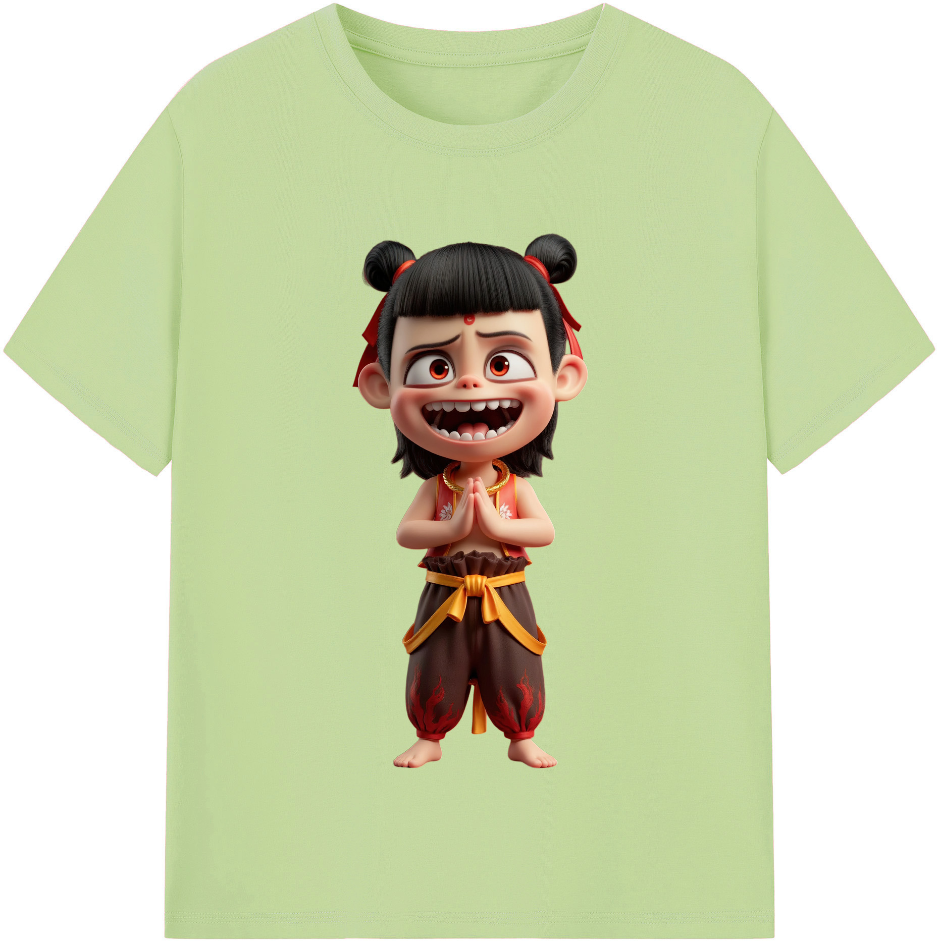 （画像用） Ne Zha 2 ナタ 魔童の大暴れ 綿100％半袖Tシャツ（フロントプリント）
